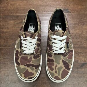 Waxed Canvas Camo Vans - Authentic - Mens 7 / Women’s 8.5
